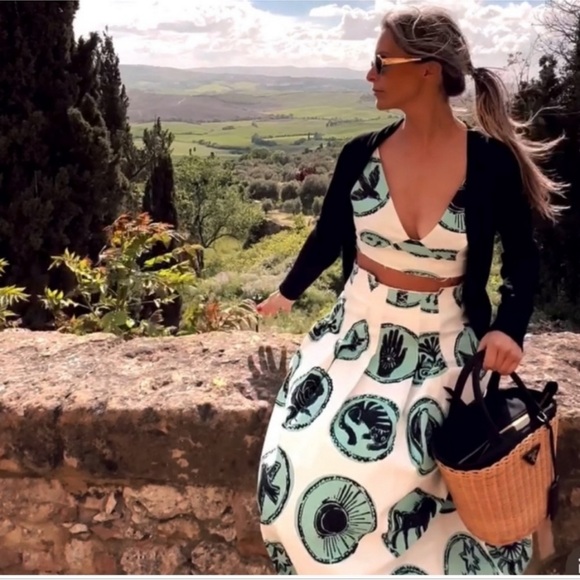 ZARA 2 PIECES MATCHING SET PRINTED CROP TOP AND PRINTED BOX PLEAT SKIRT - Picture 8 of 16